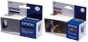 Twin Pack Original Epson Black and Colour Ink Cartridges C13T007401 T007/C13T008401 T008 - Free UK Delivery